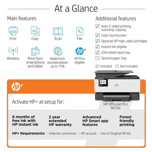  HP OfficeJet 8022e All-in-One Wireless Color Inkjet Printer,  Print Copy Scan Fax, 35 Sheets ADF, Touch Screen, WiFi USB Connectivity,  Black and White (Renewed) : Office Products