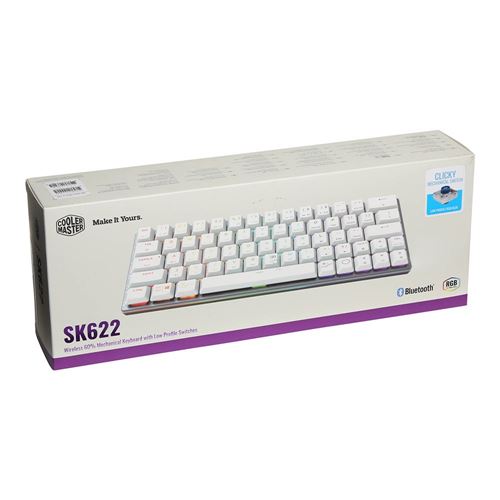 Cooler Master SK622 White Wireless 60% Mechanical Keyboard with Low Profile  Blue Switches, New and Improved Keycaps, and - Micro Center