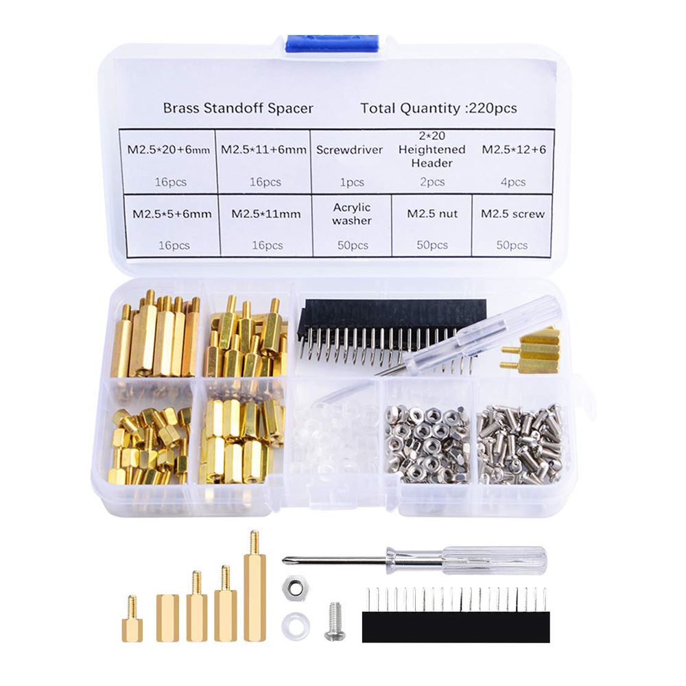 52Pi Standoffs M2.5 Brass Spacer Kit 220 Pieces Micro Center