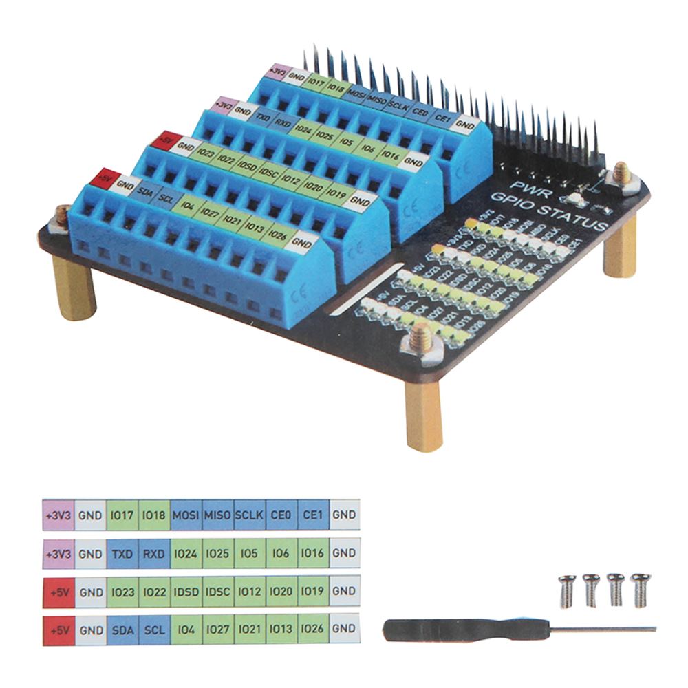 52Pi RPi GPIO Screw Terminal Hat Micro Center