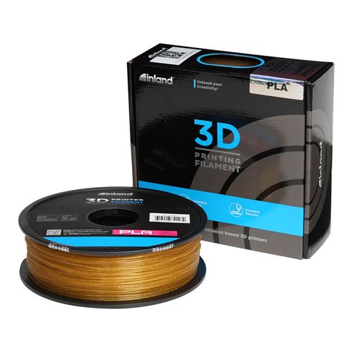 Inland 1.75mm Twinkling Gold PLA 3D Printer Filament - 1kg Spool (2.2 lbs)  - Micro Center