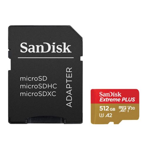 SanDisk 512GB Extreme Plus microSDXC 10 / U3 / V30 / A2 Flash 