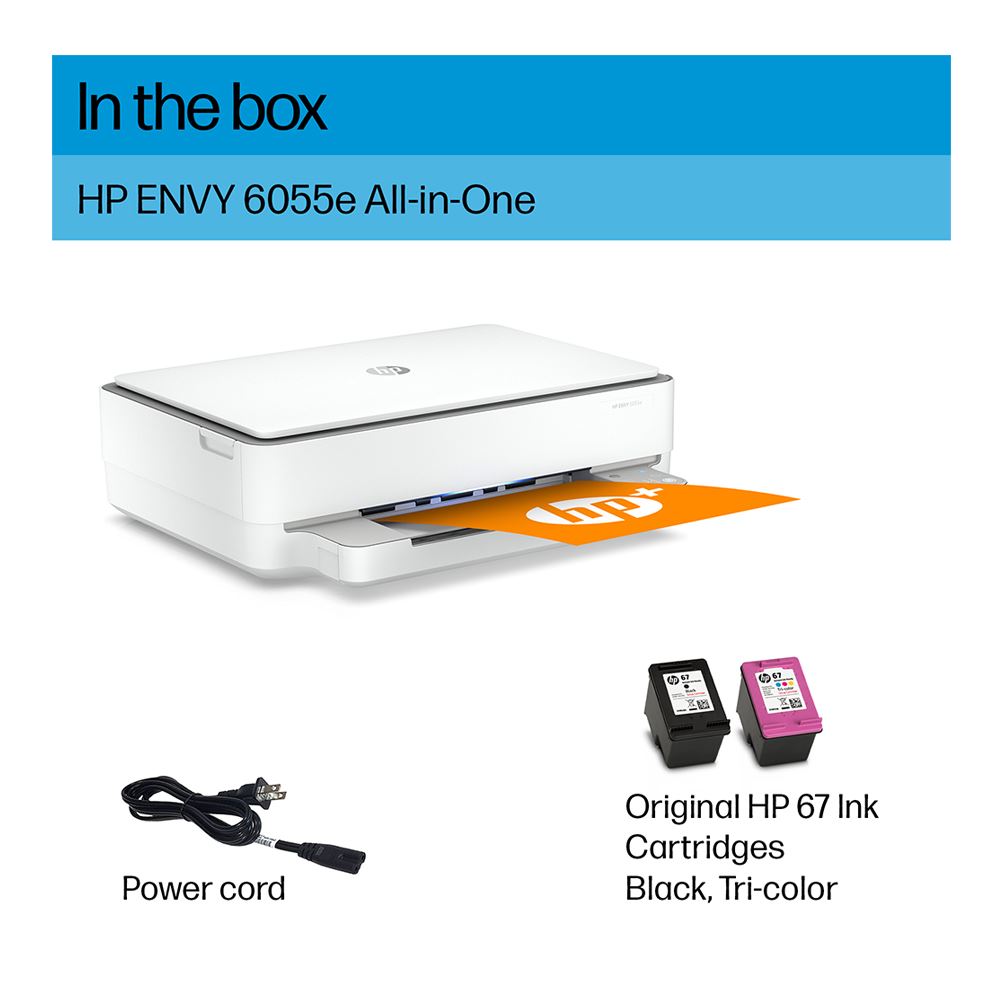 HP ENVY 6055e All-in-One Wireless Color Printer; 3 Months Instant Ink ...