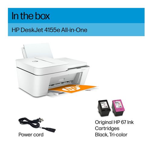 HP DeskJet 4155e Wireless Color Printer; 3 months Instant Ink HP+ - Micro