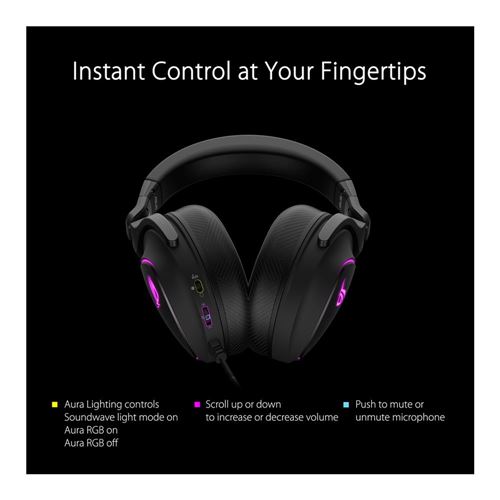 ASUS ROG Delta Nintendo Powered Center Headphones, S Gaming Ai Micro Mac/ Microphone, PC/ Headset w/ USB-C, Noise-Canceling - for Over-Ear