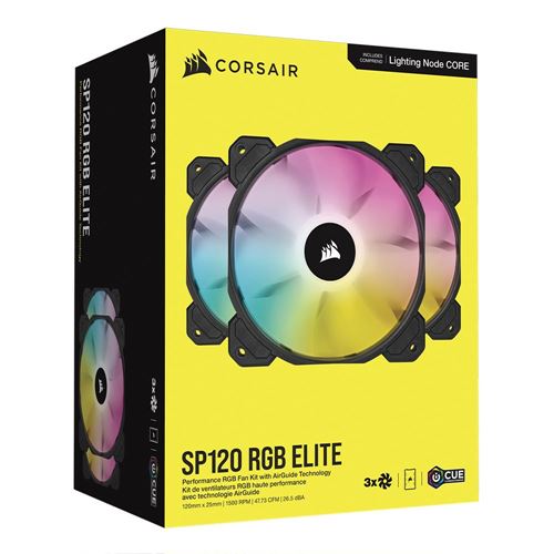 Pompeji Smitsom Hysterisk Corsair iCUE SP120 RGB ELITE Performance Hydraulic Bearing 120mm Case Fan  with iCUE Node CORE - 3 Pack - Micro Center
