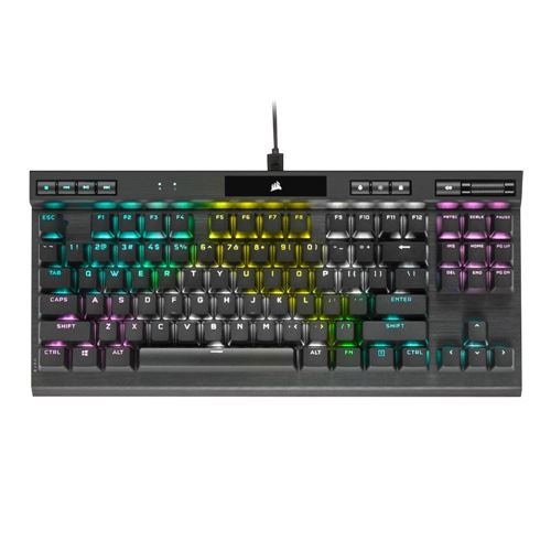 Corsair K70RGB TKL Champion Tenkeyless Mechanical Wired Keyboard with Backlighting Black Gaming Keyboard - Cherry - Micro Center