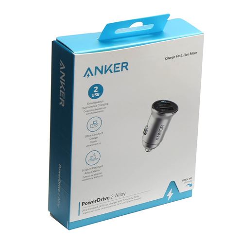 Anker PowerDrive 2 Alloy Car Charger, Black 