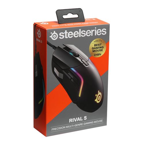 SteelSeries Rival 5 Gaming Mouse with PrismSync RGB Lighting and 9  Programmable Buttons – FPS, MOBA, MMO, Battle Royale – 18,000 CPI TrueMove  Air