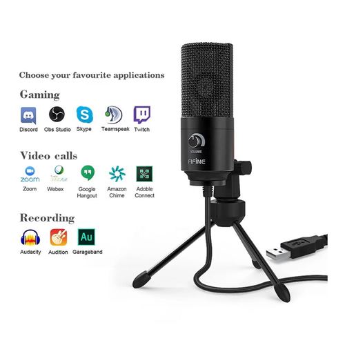 FiFine USB Metal Condenser Recording Microphone; For Laptop MAC or