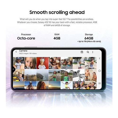 Samsung Galaxy A32 Unlocked 5G - Awesome Black Smartphone; GSM; 4
