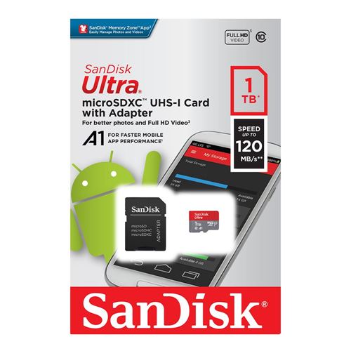 SanDisk 1TB Ultra microSDXC Class 10 / UHS-1 / A1 Flash Memory