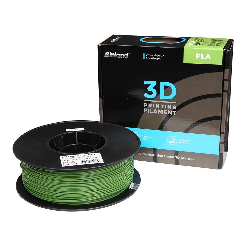 Inland 1 75mm Pla 3d Printer Filament 1kg 2 2 Lbs Cardboard Spool Military Green