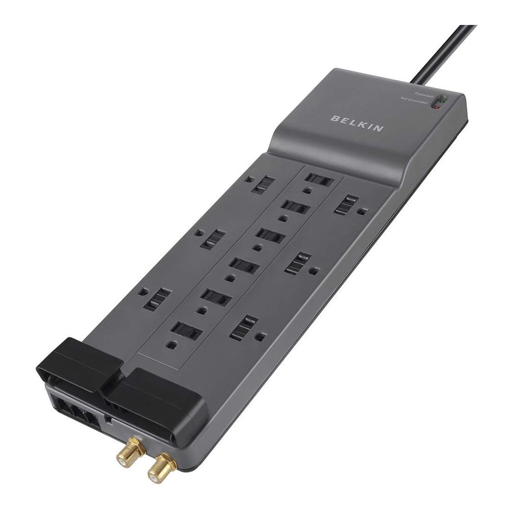 Belkin Power Strip Surge Protector Gray; 12 Outlets; 3940 Joules; 8 ft. Cable Micro Center