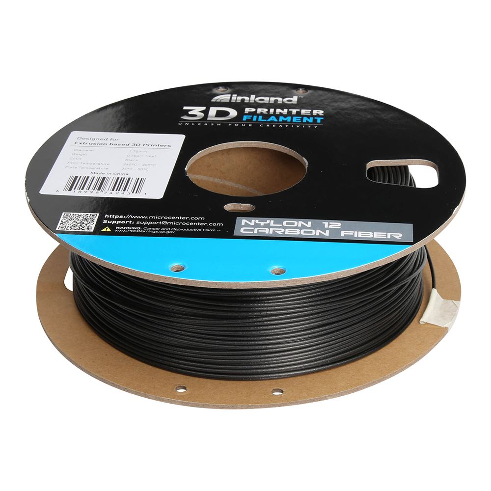 Inland 1.75mm Nylon Carbon Fiber 3D Printer Filament 0.5 kg (1.1 lbs