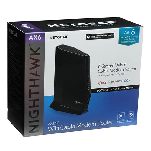 NETGEAR Nighthawk AX6 Wi-Fi 6 IEEE 802.11ax Cable Modem/Wireless