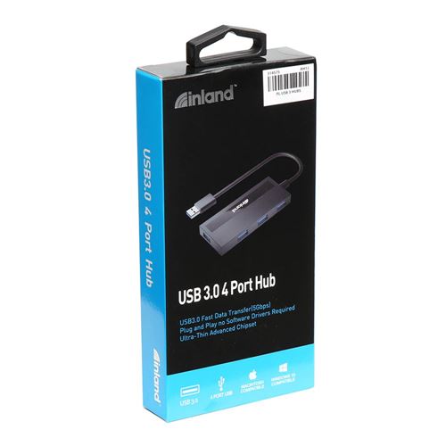 Inland 7 Port USB 3.0 Hub - Black - Micro Center