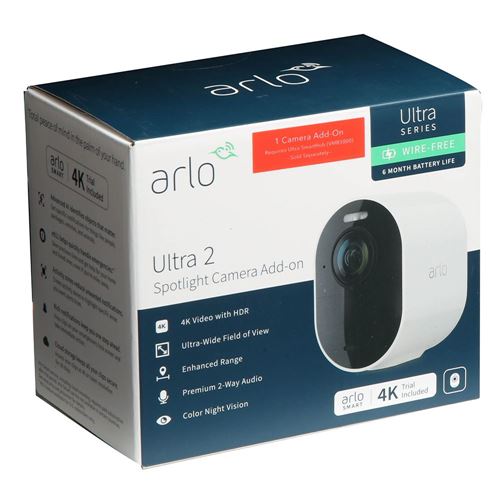 Selskabelig Syge person på Arlo Ultra 2 Add-On Spotlight Camera; Indoor/Outdoor; 4K Resolution; WiFi  Connectivity; Battery Powered - Micro Center