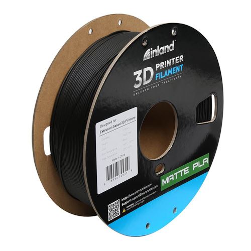 Inland 1.75mm PLA 3D Printer Filament 1kg (2.2 lbs) Cardboard Spool - Matte  Black; Dimensional Accuracy +/- 0.03mm, FDM/FFF - Micro Center