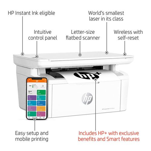 HP LaserJet MFP M140we Wireless Black & White Printer; with HP+ and bonus 6 months Instant Ink - Center