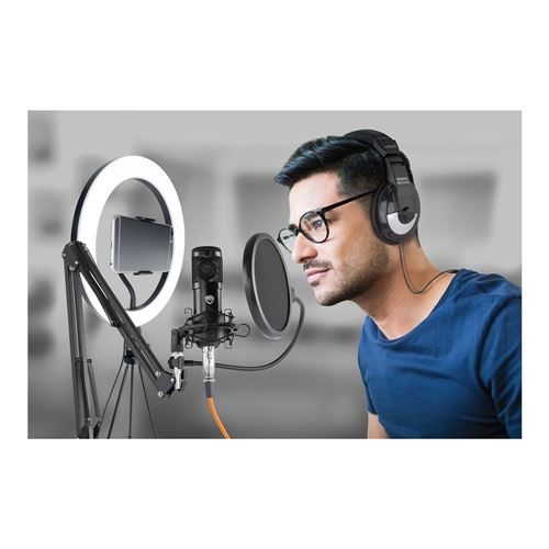 Smith-Victor Studio Podcast System with LED Ring Light, Mic, Boom Stand,  and Headphones - Micro Center