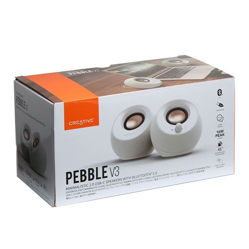 Creative Labs V3 Minimalistic Speakers White Pebble with USB Bluetooth - Center - C Micro