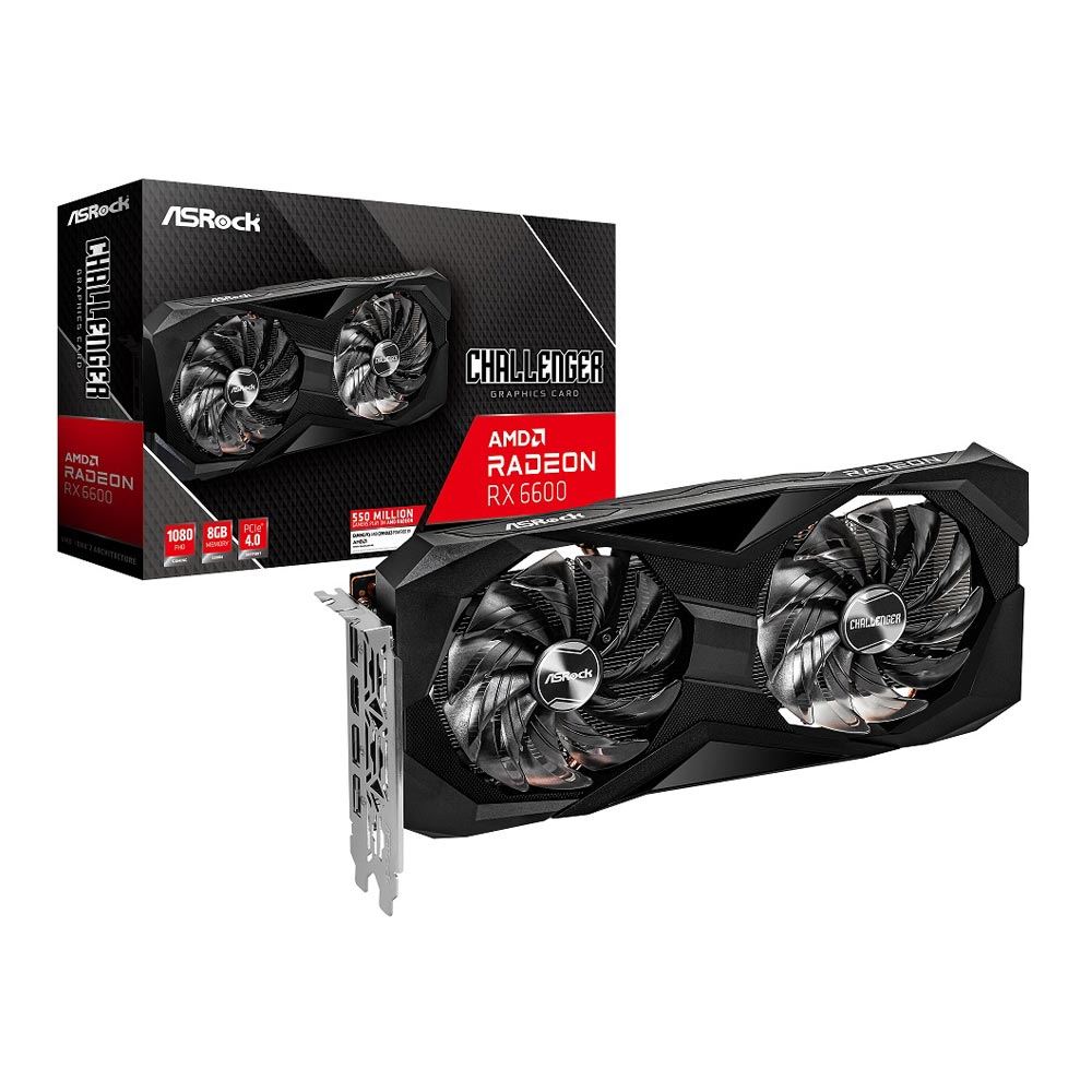 Asrock Amd Radeon Rx 6600 Challenger D Dual Fan 8gb Gddr6 Pcie 4.0 