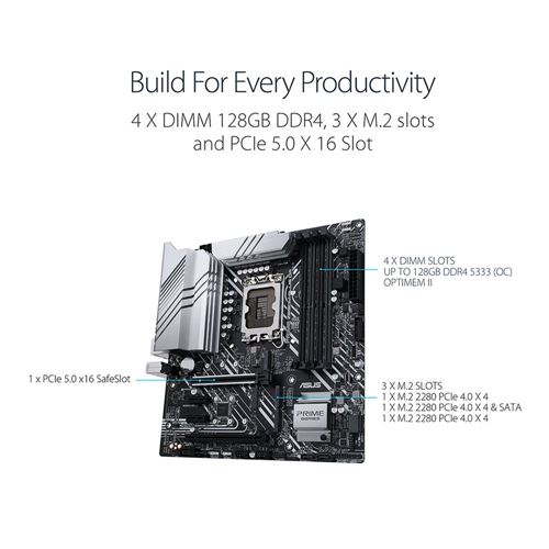 ASUS Z690M-PLUS Prime DDR4 Intel LGA 1700 microATX Motherboard