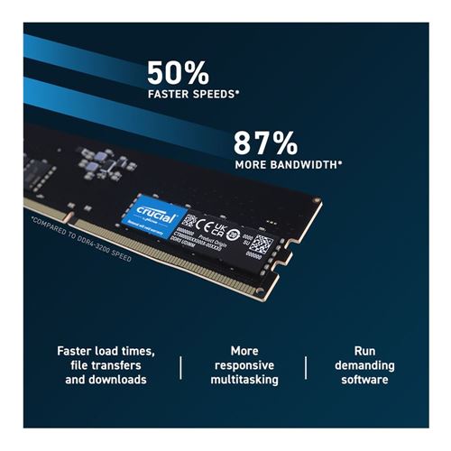 Crucial 32GB (2 x 16GB) DDR5-4800 PC5-38400 CL40 Dual Channel