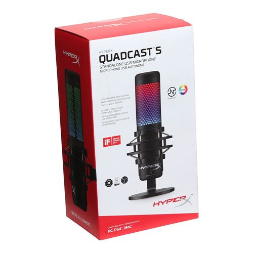 HyperX QuadCast S – RGB USB Condenser Microphone - Black; Anti