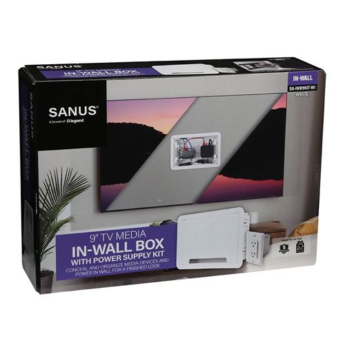 Sanus TV Media In-Wall Box W/ Power Supply Kit - 9 - White