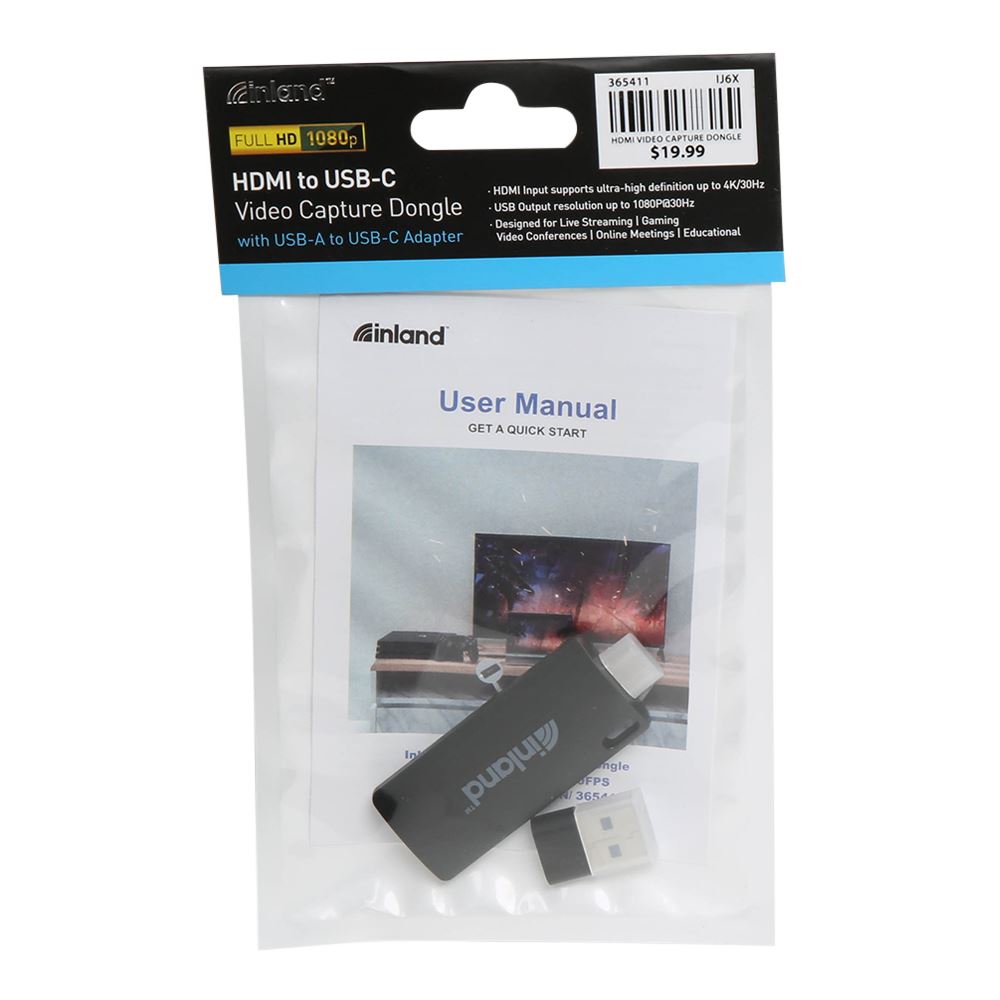 Inland HDMI to USB A/C Video Capture Dongle Micro Center