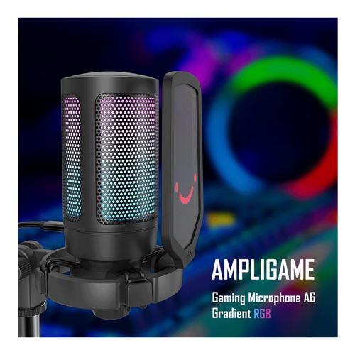 FIFINE USB Gaming Microphone Kit Plug & Play for PC PS4/5 AmpliGame A6T RGB