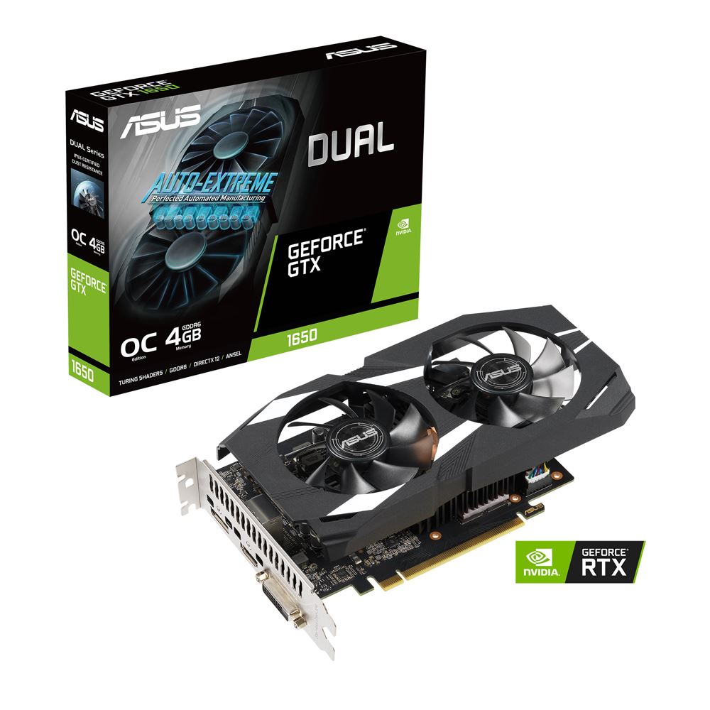 ASUS NVIDIA GeForce GTX 1650 Dual Overclocked Dual Fan 4GB GDDR6 PCIe 3 ...