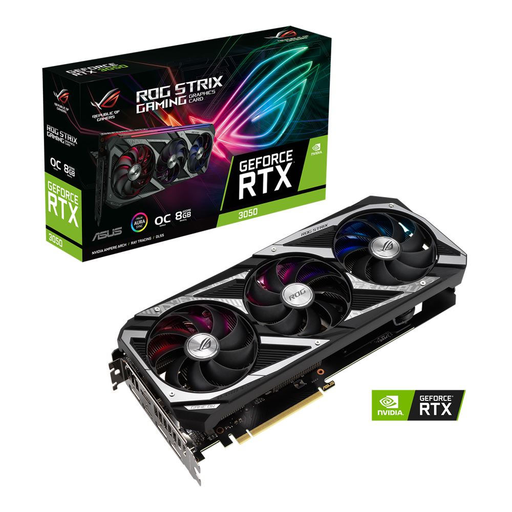 ASUS NVIDIA GeForce RTX 3050 ROG Strix Overclocked Triple Fan 8GB GDDR6 ASUS NVIDIA GeForce RTX 3050 ROG Strix Overclocked Triple Fan 8GB GDDR6