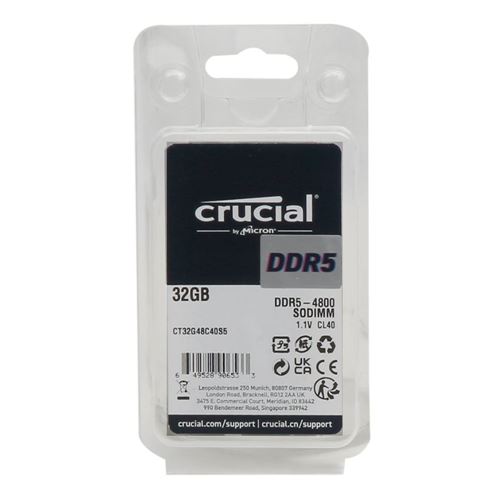 Crucial 32Go DDR5 4800MHz CT32G48C40S5 - Mémoire PC portable