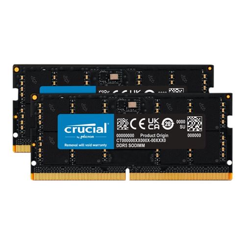 Crucial 32GB 2 x 16GB DDR5-4800 PC5-38400 CL40 Dual Channel Laptop