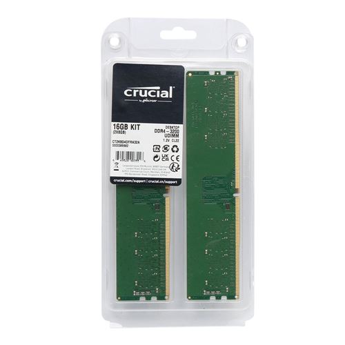 Crucial 16GB (2 x 8GB) DDR4-3200 PC4-25600 CL22 Dual Channel Desktop Memory  Kit CT2K8G4DFRA32A - Green - Micro Center