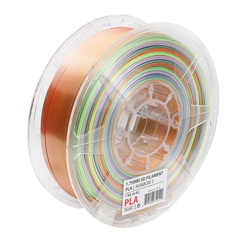 Inland Silk 1.75mm Rainbow PLA 3D Filament - 1Kg (2.2 lb.) - Micro Center