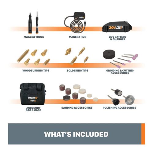 WORX MakerX Rotary Tool Accessory Kit for All Standard Rotary Tools  (201-Piece) in the Woodworking Tool Accessories department at