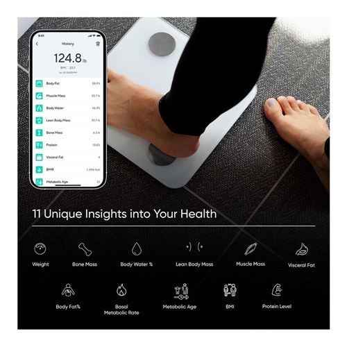 FitTrack Dara Smart BMI Digital Most Accurate Bluetooth Glass Scale,  Measure Weight and Body Fat, White 