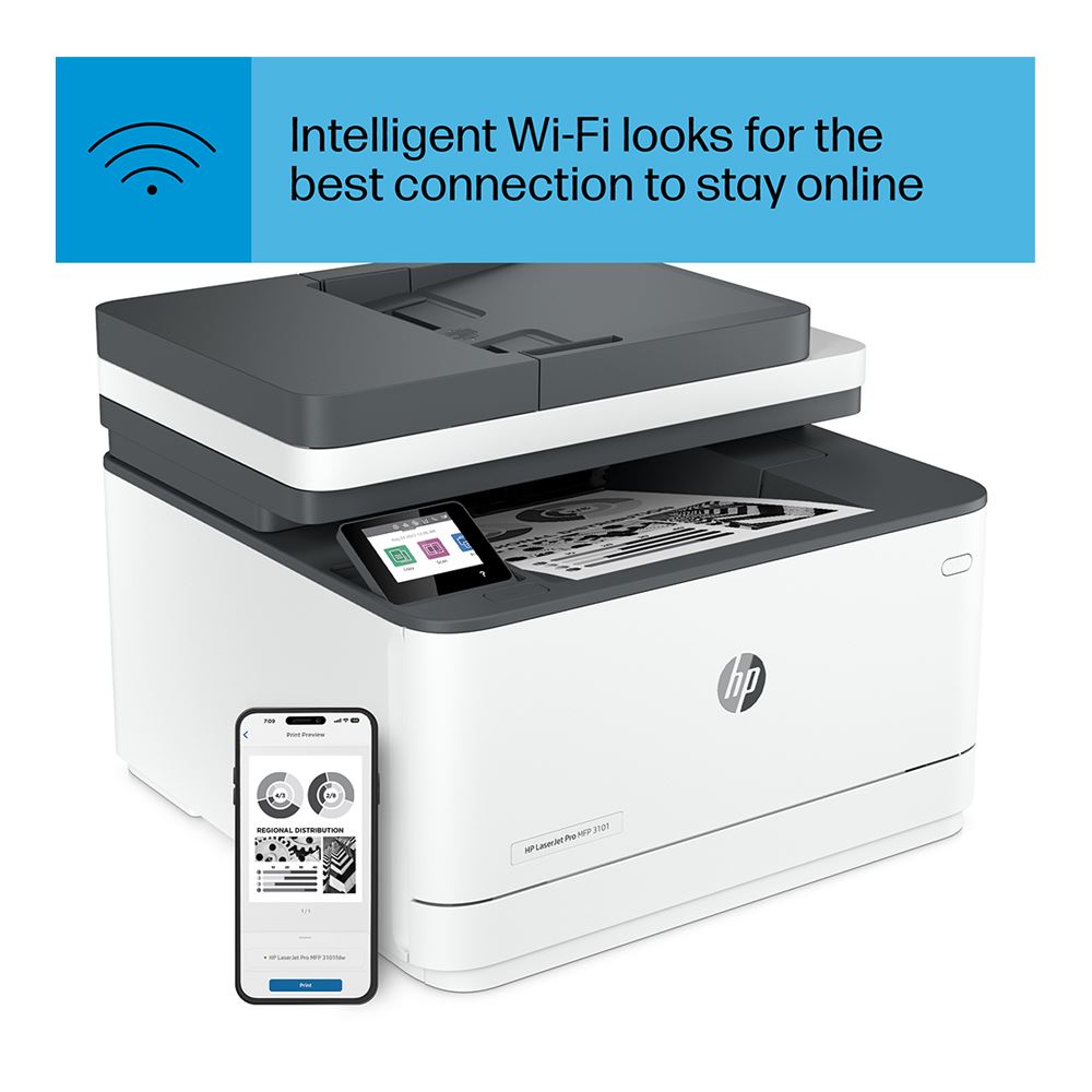 Hp Laserjet Pro Mfp 3101fdwe Wireless Printer With Hp And Fax Micro Center 9442