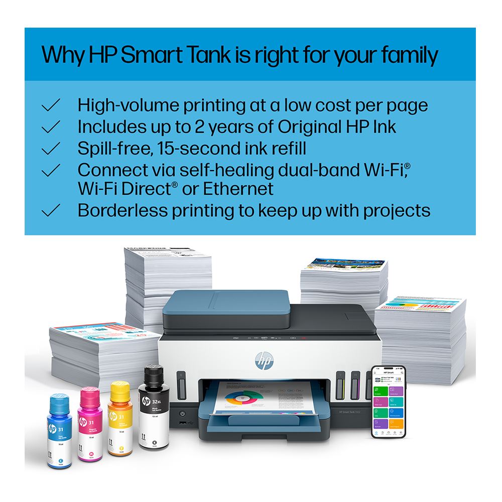 Hp Smart Tank 7602 Wireless All In One Ink Tank Printer With Up To 2 Years Of Inkincluded 7800