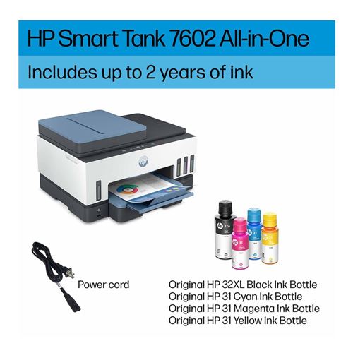 HP Smart 7602 Wireless All-in-One Ink Tank Printer; with up to 2 years of inkincluded - Micro