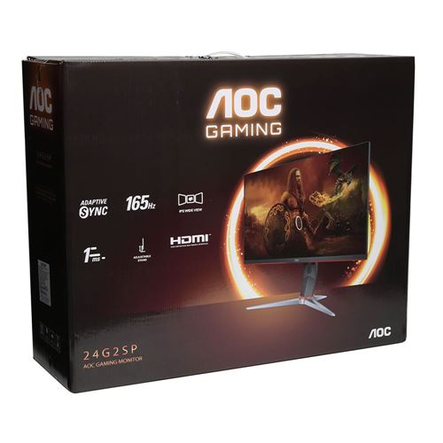 AOC 24G2SP 24 Frameless Gaming Monitor, Full HD IPS, 165Hz, 1ms, Height  Adjustable Stand ,Black