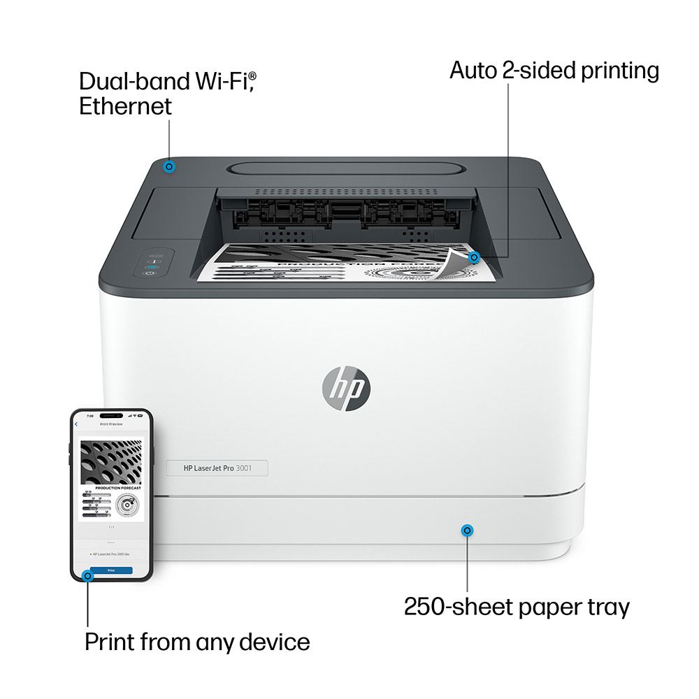 HP LaserJet Pro 3001dw Wireless Black & White Printer - Micro Center