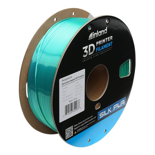 Inland 1.75mm PLA Dual Color Silk 3D Printer Filament 1kg (2.2 lbs)  Cardboard Spool - Blue-Green; Dimensional Accuracy +/- - Micro Center