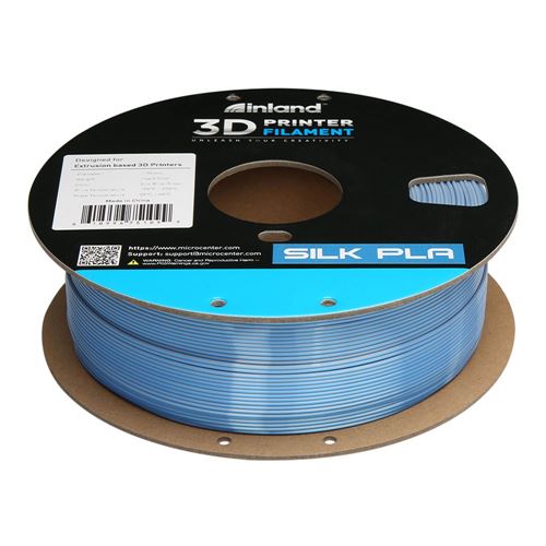 Inland 1.75mm PLA Dual Color Silk 3D Printer Filament 1kg (2.2 lbs)  Cardboard Spool - Blue-Silver; Dimensional Accuracy +/- - Micro Center