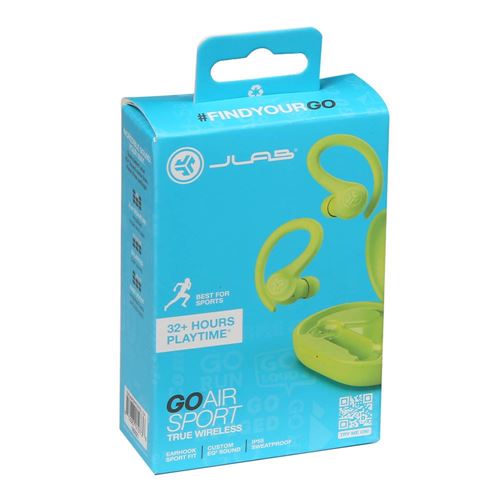 JLab Go Air Sport True Wireless Bluetooth Workout Earbuds - Neon Yellow; C3  Clear Calling; Secure Earhook Sport Design; 32+ - Micro Center