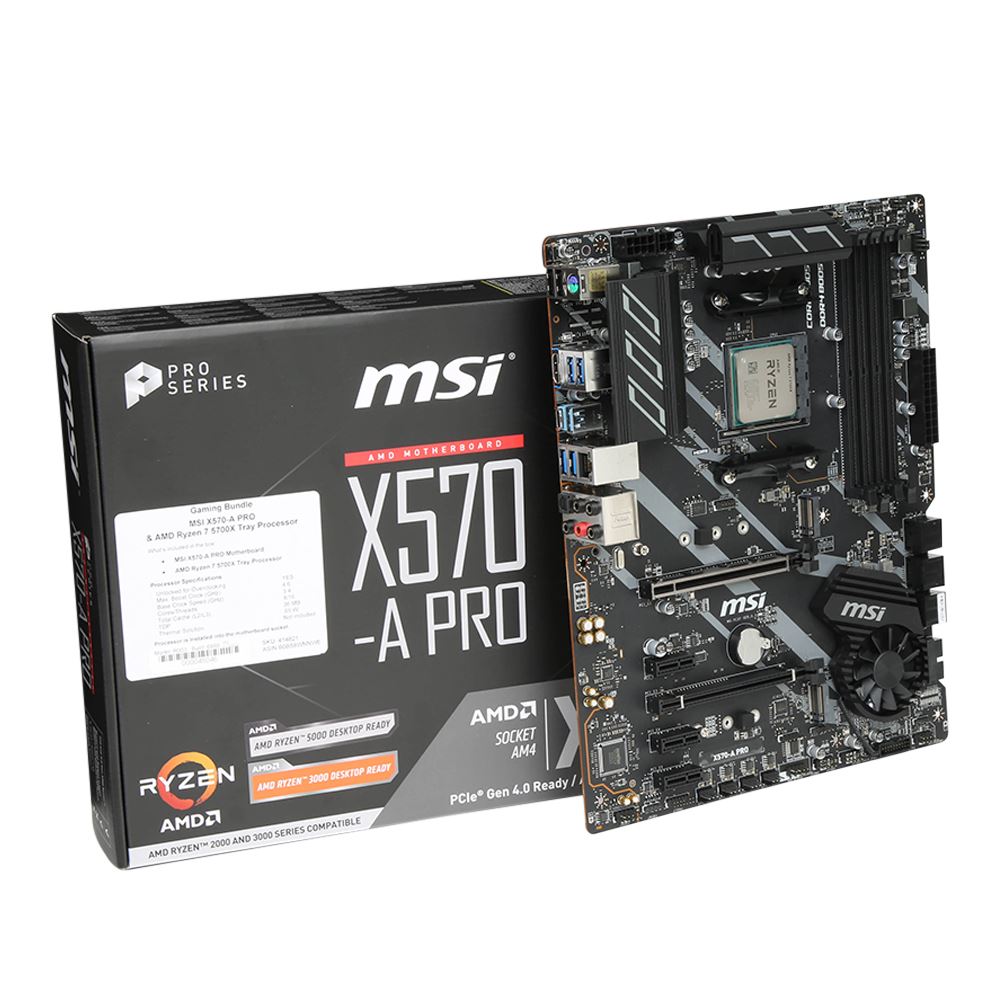 AMD Ryzen 7 5700X OEM (Heatsink Not Included), MSI X570A Pro AM4 ATX
